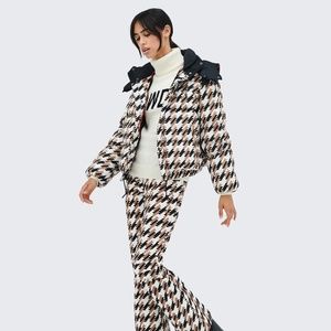 Perfect Moment Houndstooth Moment Puffer, Size Small